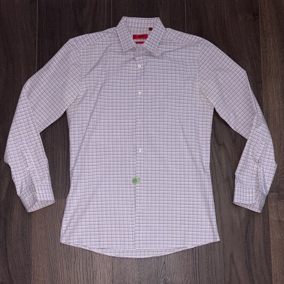 HUGO Men's Purple, Grey and White Checkered Dress Shirt - Picture 1 of 4